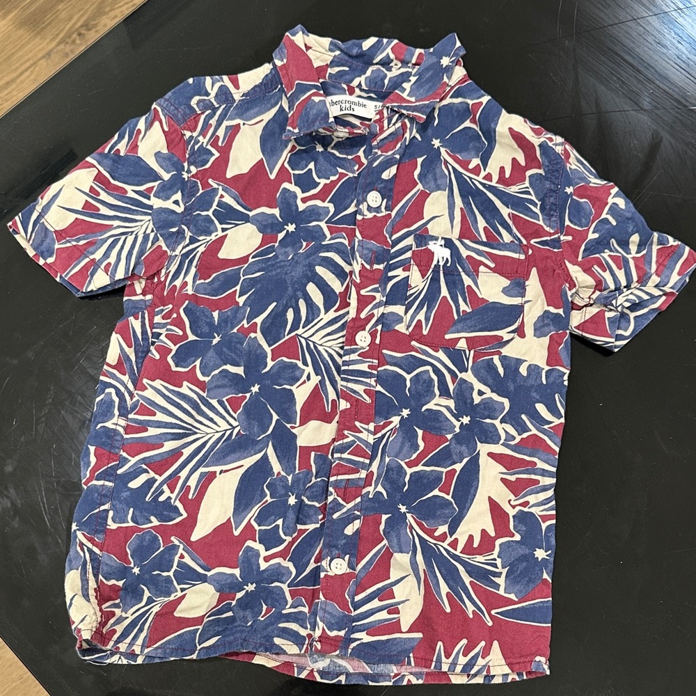 Abercrombie Kids Red and Blue Floral Button Down Shirt